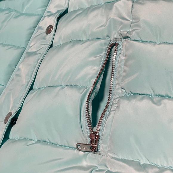 Justice Turquoise Puffer Jacket with Faux Fur Trim - Picture 3 of 8